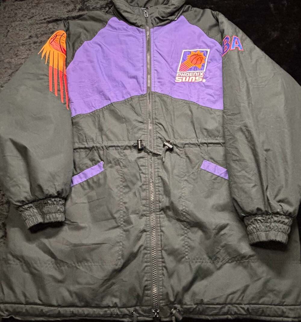 Men XL Vintage 90s Phoenix Suns NBA Full Zip Windbreaker Jacket
